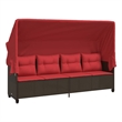 vidaXL PE Rattan Large Sun Lounger w/ Covers in Brown