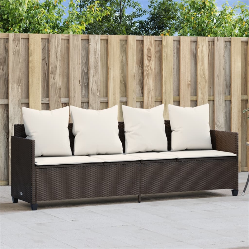 vidaXL PE Rattan Sun Lounger in Brown
