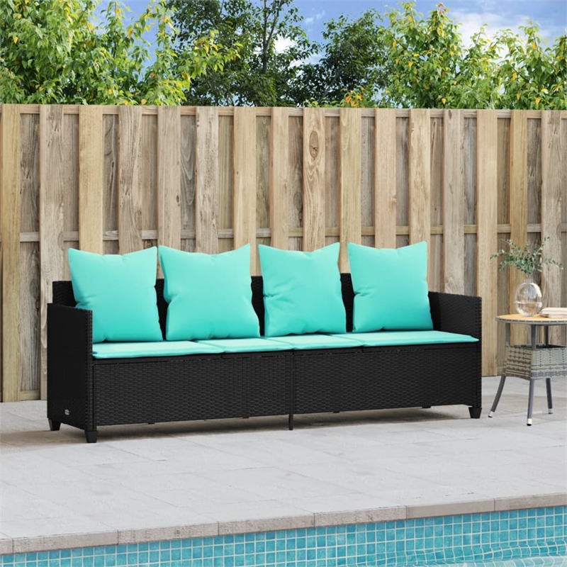 vidaXL Sun Lounger in Black and Turquoise