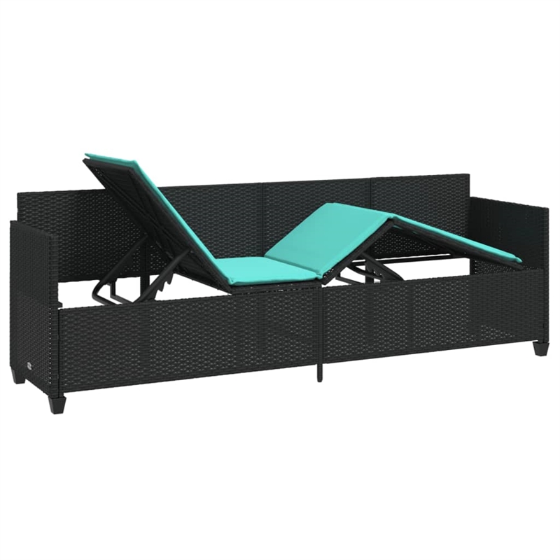 vidaXL Sun Lounger in Black and Turquoise