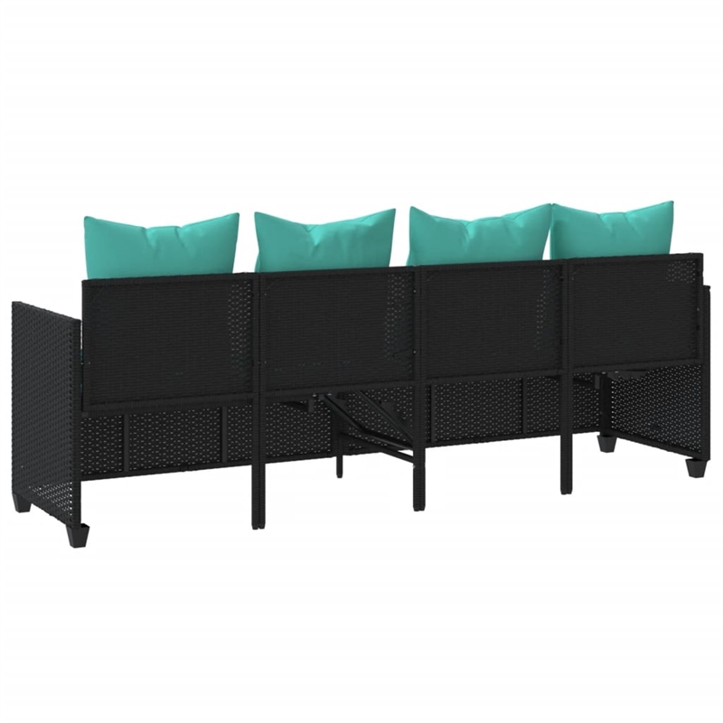 vidaXL Sun Lounger in Black and Turquoise