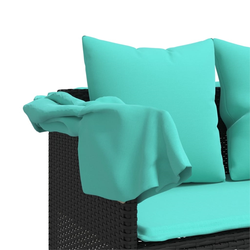 vidaXL Sun Lounger in Black and Turquoise