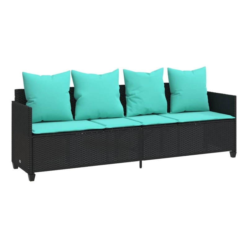 vidaXL Sun Lounger in Black and Turquoise