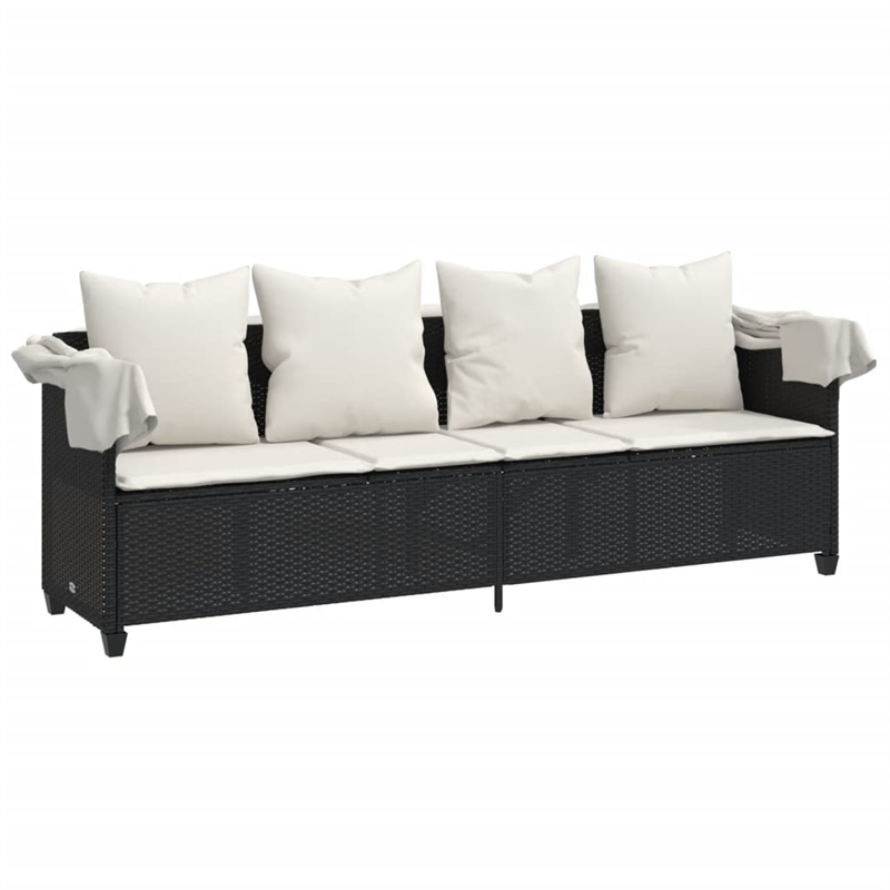 vidaXL Poly Rattan Sun Lounger in Black