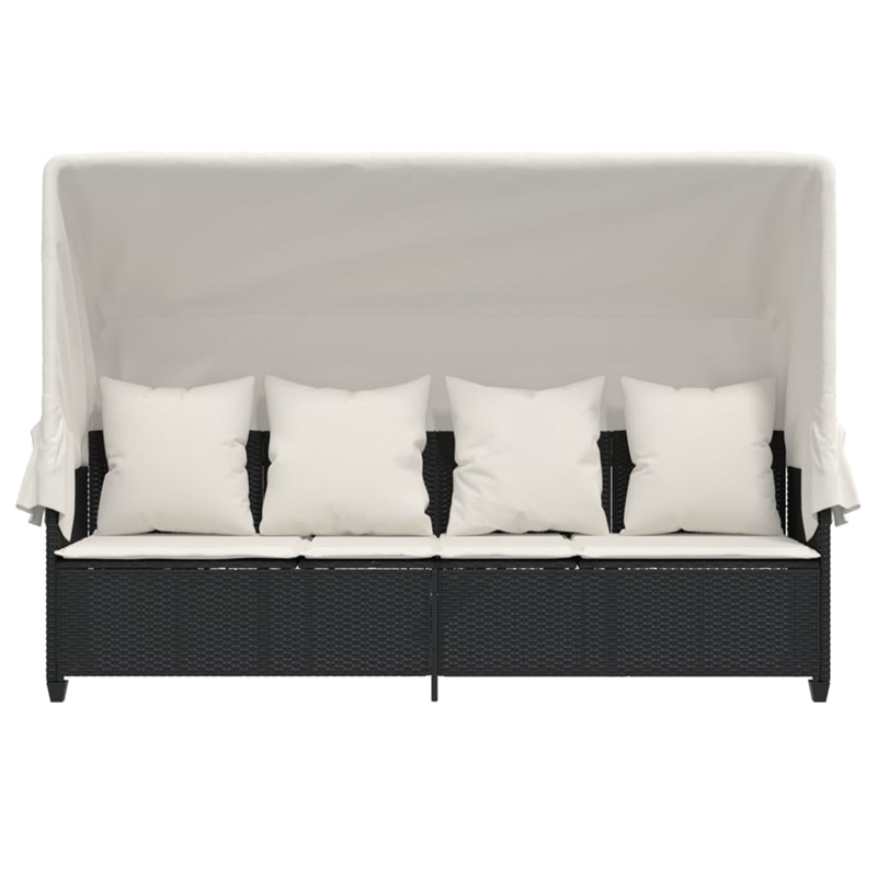 vidaXL Poly Rattan Sun Lounger in Black