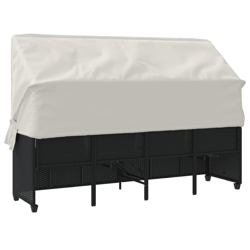 vidaXL Poly Rattan Sun Lounger in Black
