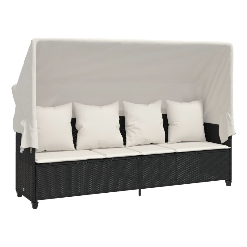 vidaXL Poly Rattan Sun Lounger in Black