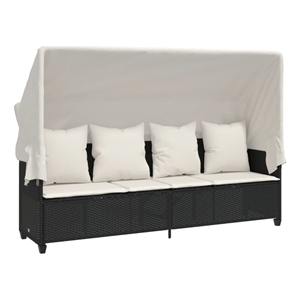 vidaXL Poly Rattan Sun Lounger in Black