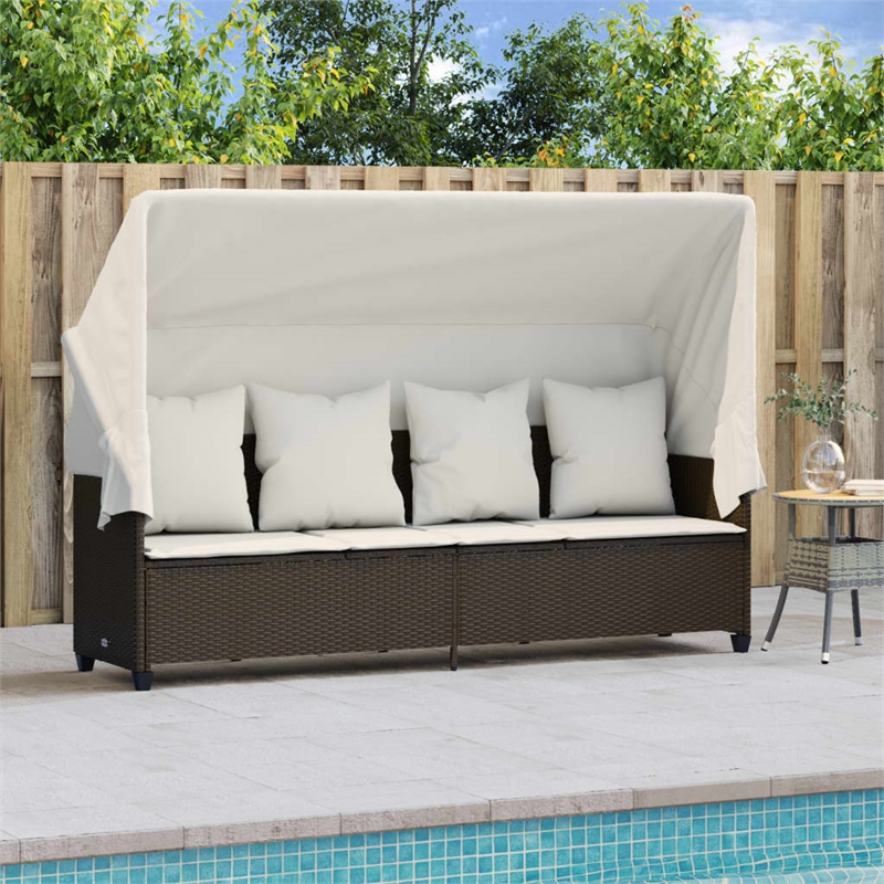 vidaXL PE Rattan Steel Sun Lounger in Brown