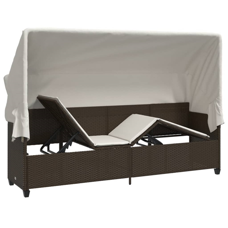 vidaXL PE Rattan Steel Sun Lounger in Brown