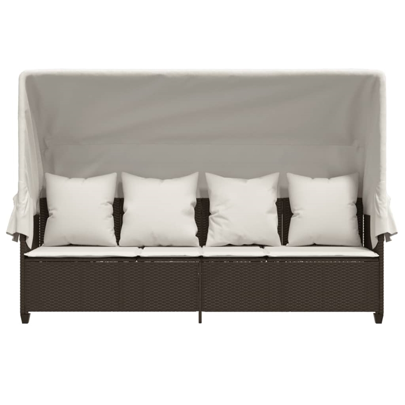 vidaXL PE Rattan Steel Sun Lounger in Brown