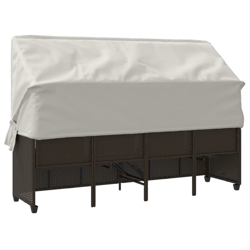 vidaXL PE Rattan Steel Sun Lounger in Brown