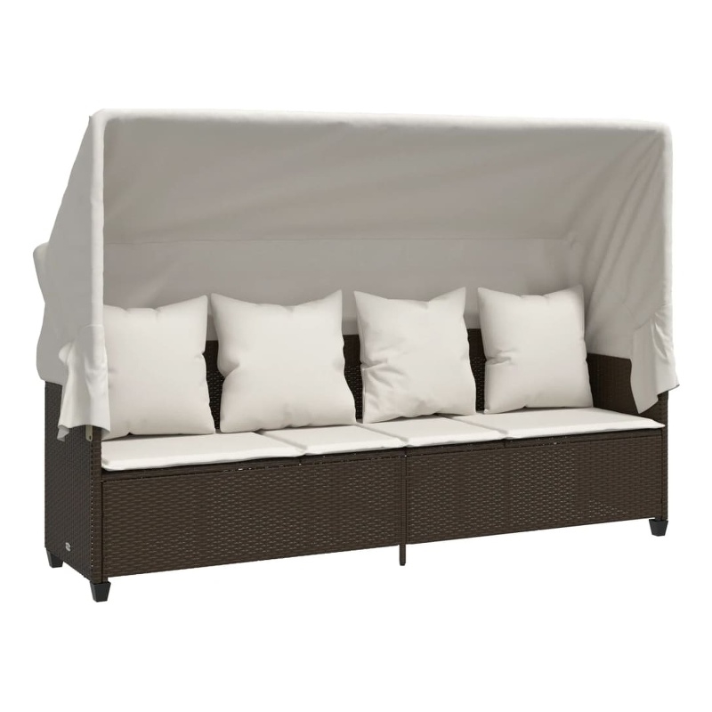 vidaXL PE Rattan Steel Sun Lounger in Brown