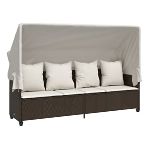 vidaXL PE Rattan Steel Sun Lounger in Brown