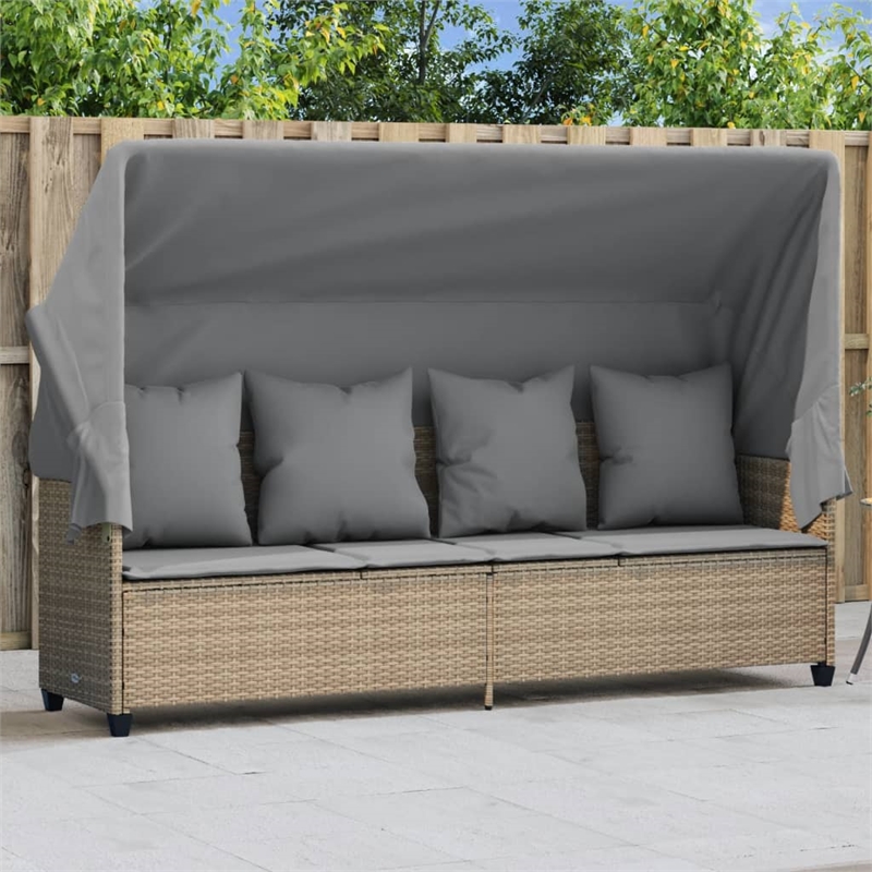 vidaXL Sun Lounger in Beige