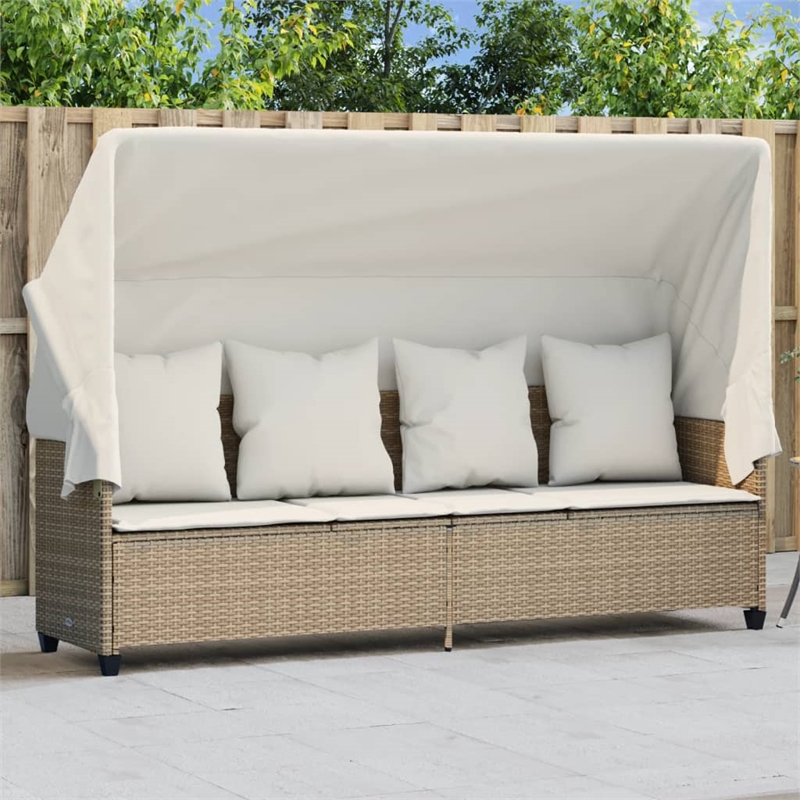 vidaXL Sun Lounger in Beige and Cream White