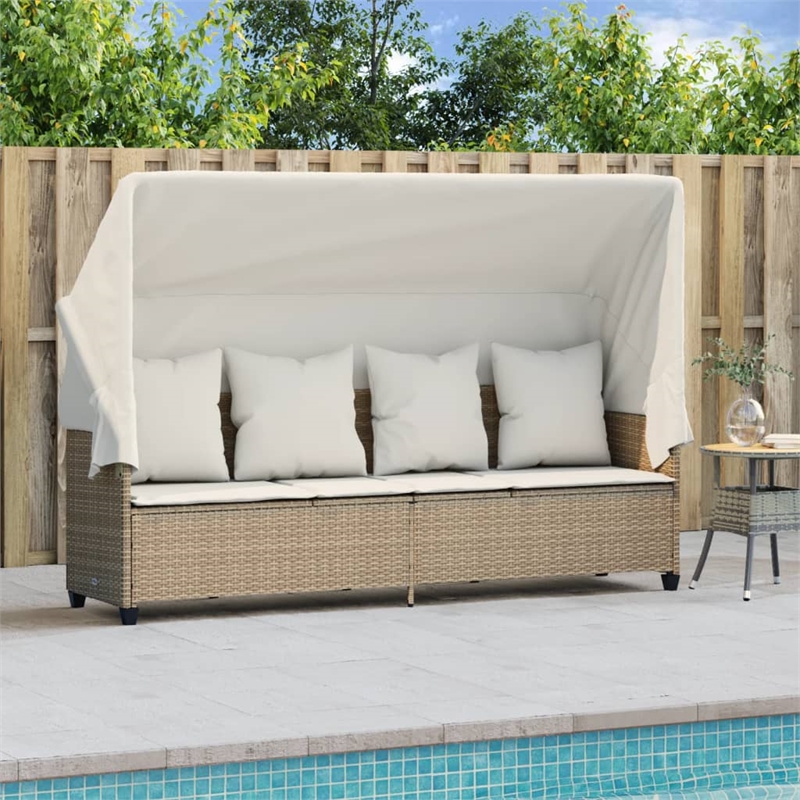 vidaXL Sun Lounger in Beige and Cream White