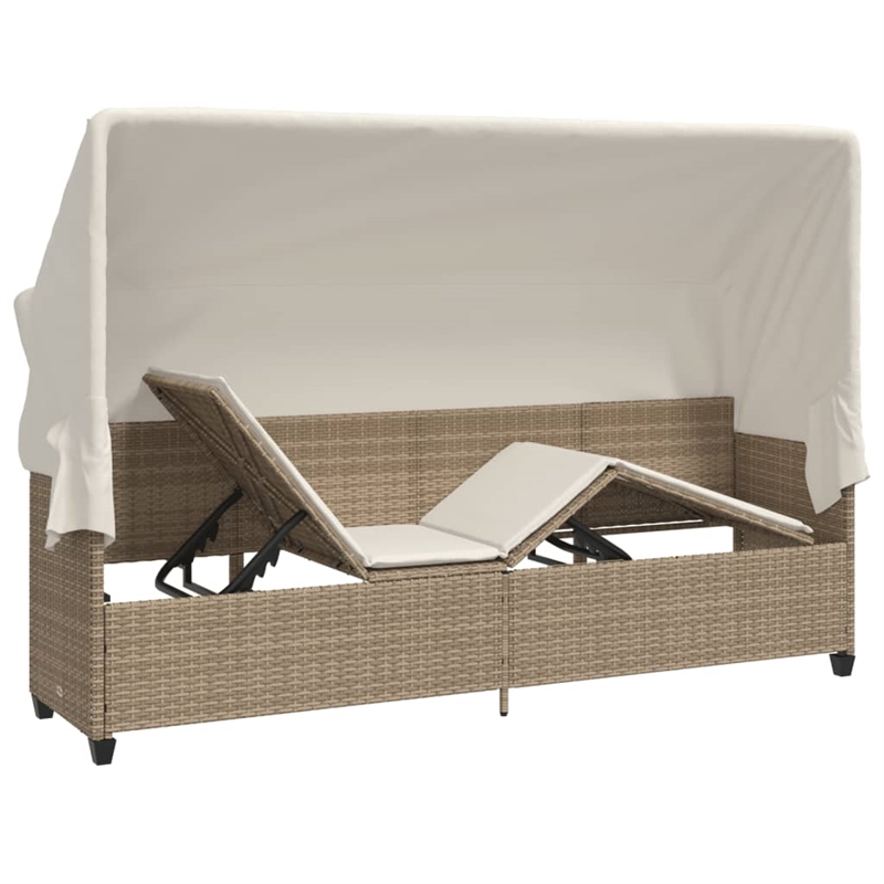 vidaXL Sun Lounger in Beige and Cream White