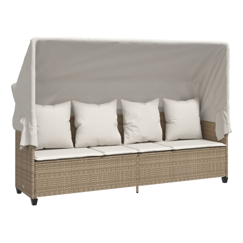vidaXL Sun Lounger in Beige and Cream White