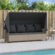vidaXL Poly Rattan Single Retractable Sun Lounger in Light Gray