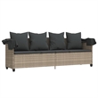 vidaXL Poly Rattan Single Retractable Sun Lounger in Light Gray