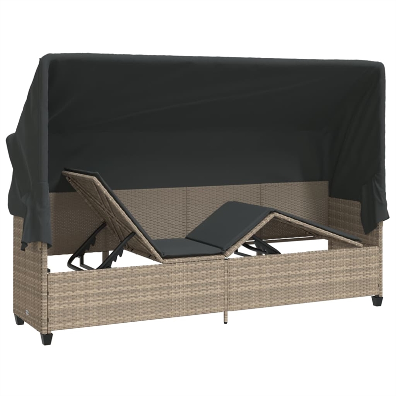 vidaXL Poly Rattan Single Retractable Sun Lounger in Light Gray