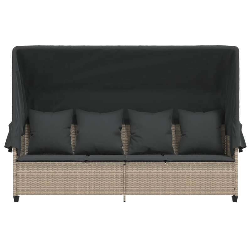 vidaXL Poly Rattan Single Retractable Sun Lounger in Light Gray