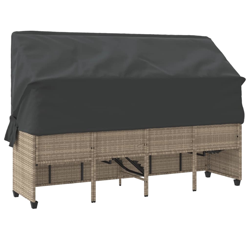 vidaXL Poly Rattan Single Retractable Sun Lounger in Light Gray