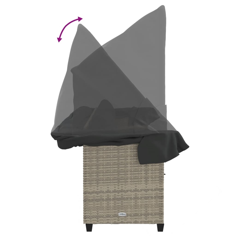 vidaXL Poly Rattan Single Retractable Sun Lounger in Light Gray