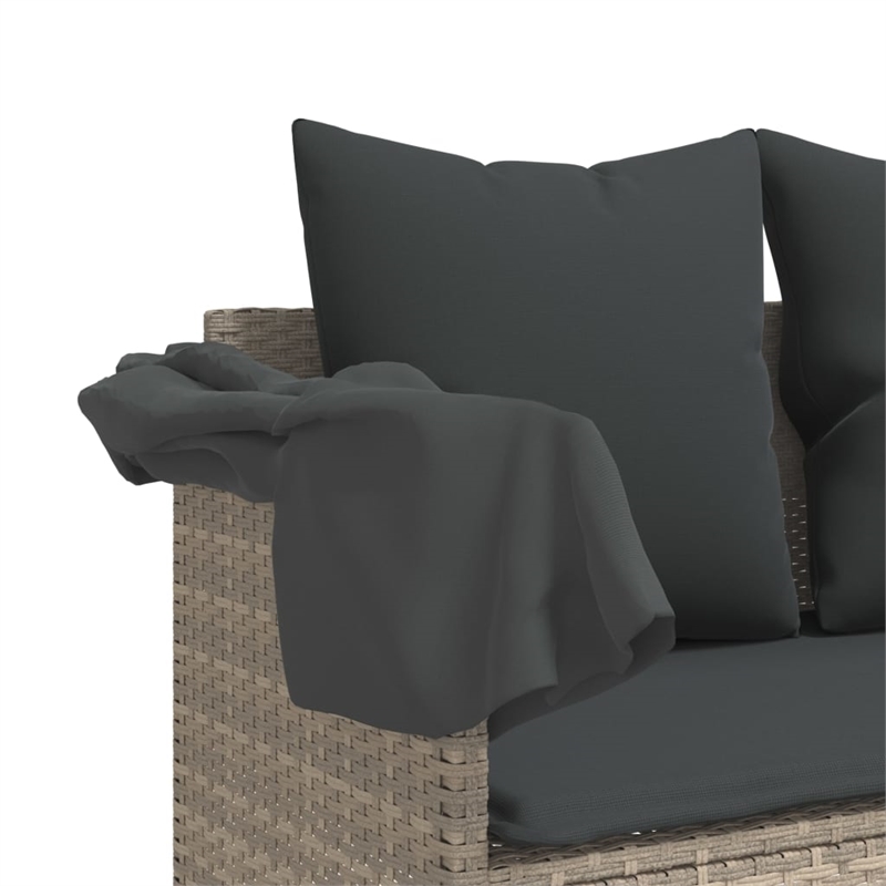 vidaXL Poly Rattan Single Retractable Sun Lounger in Light Gray
