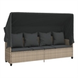 vidaXL Poly Rattan Single Retractable Sun Lounger in Light Gray