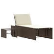 vidaXL PE Rattan Large Foldable Sun Lounger in Brown