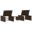 vidaXL PE Rattan Large Foldable Sun Lounger in Brown