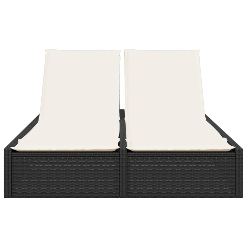 vidaXL Double Sun Lounger in Black and Cream White