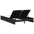 vidaXL Double Sun Lounger in Black and Cream White