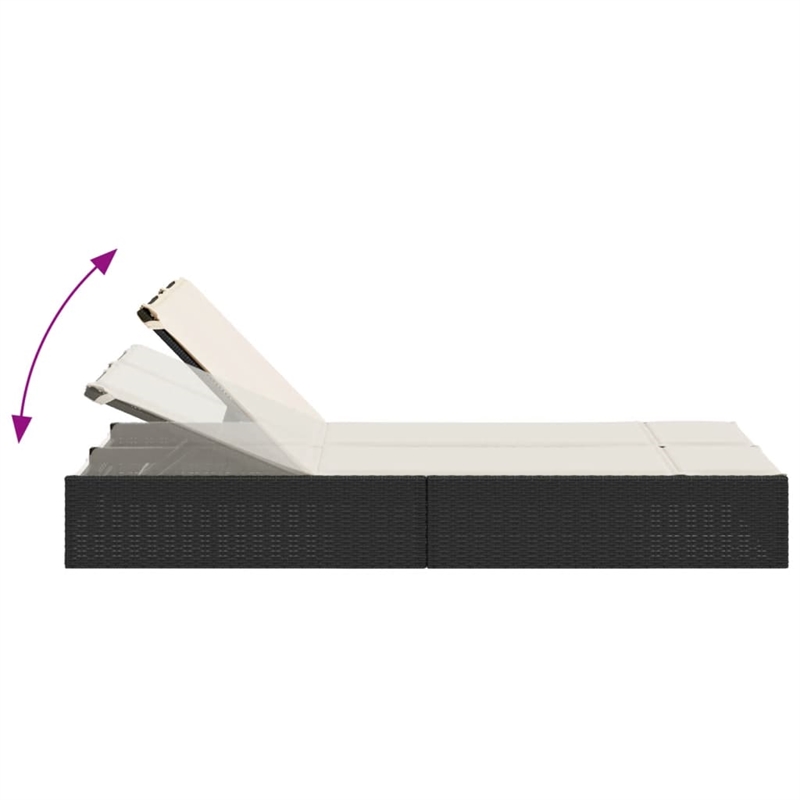 vidaXL Double Sun Lounger in Black and Cream White