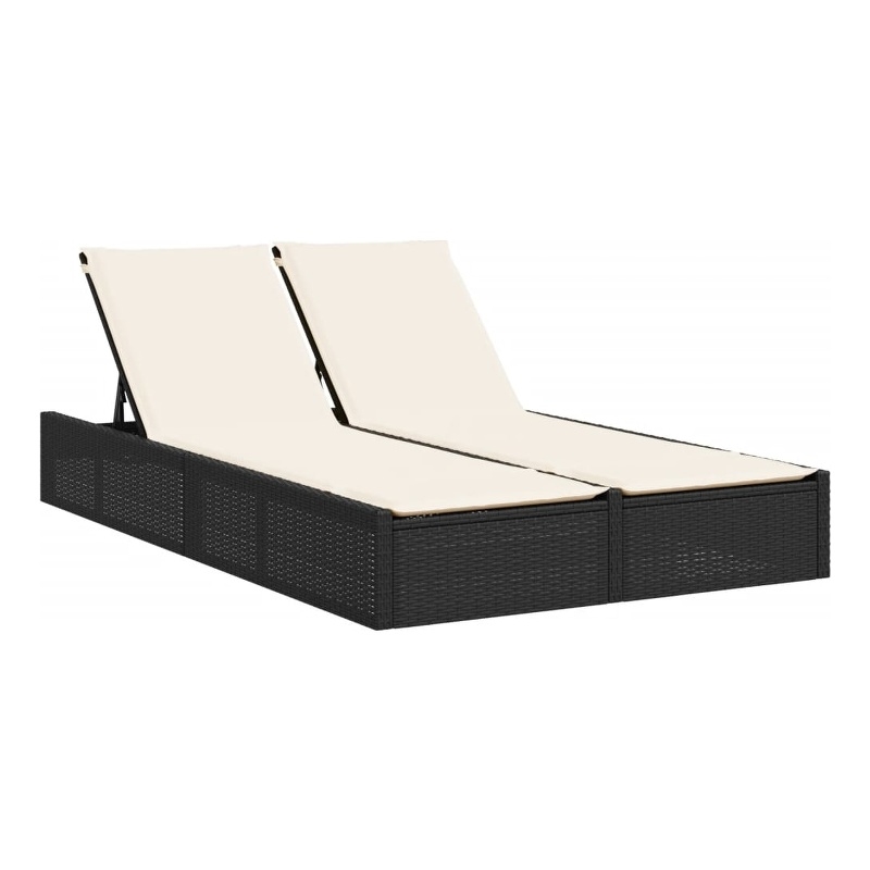 vidaXL Double Sun Lounger in Black and Cream White