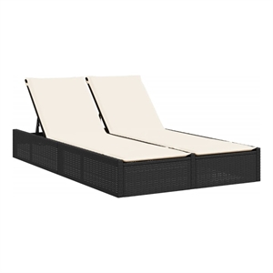 vidaXL Double Sun Lounger in Black and Cream White