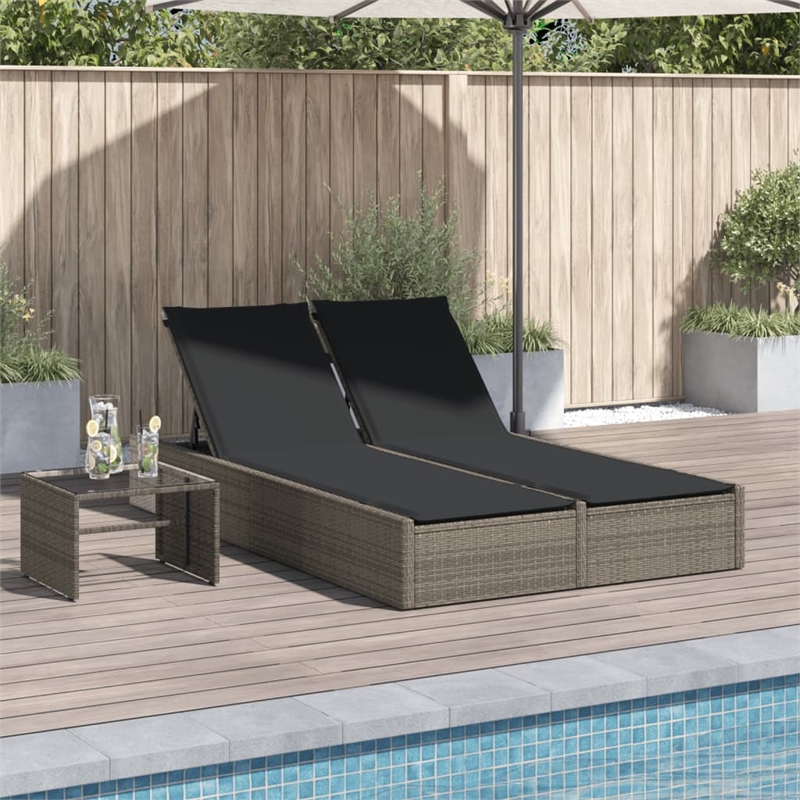 vidaXL Double Sun Lounger in Gray