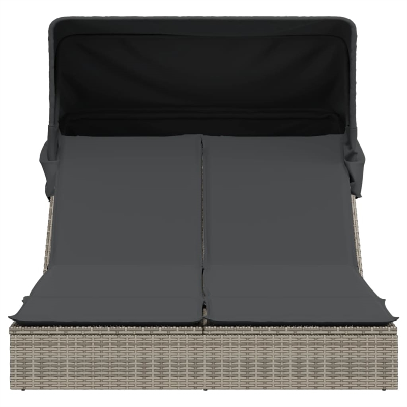 vidaXL PE Rattan Steel Double Sun Lounger in Gray
