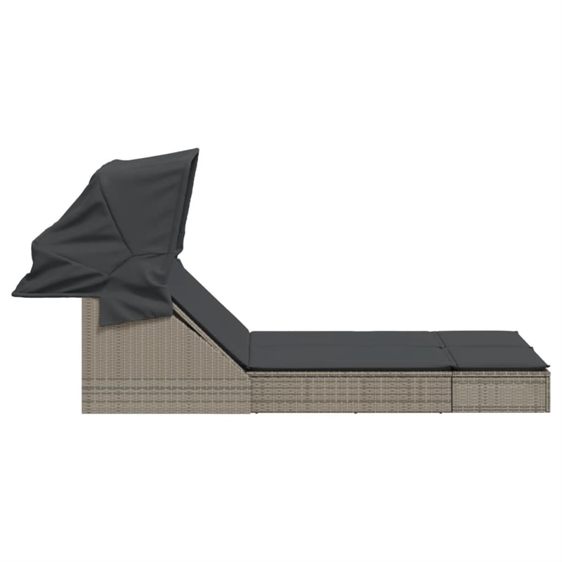 vidaXL PE Rattan Steel Double Sun Lounger in Gray