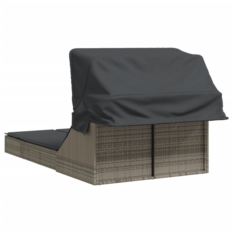 vidaXL PE Rattan Steel Double Sun Lounger in Gray