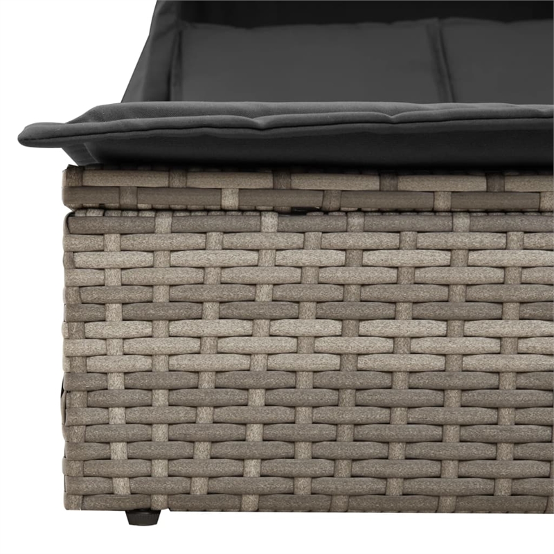 vidaXL PE Rattan Steel Double Sun Lounger in Gray