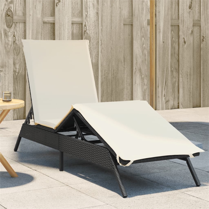 vidaXL PE Rattan Steel Large Sun Lounger in Gray