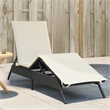 vidaXL PE Rattan Steel Large Sun Lounger in Gray