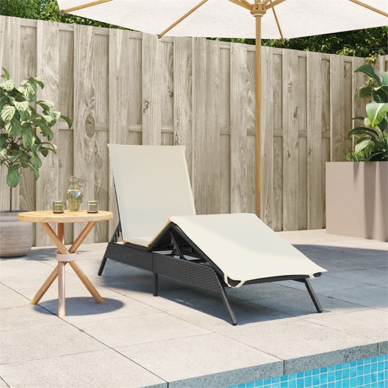 vidaXL PE Rattan Steel Large Sun Lounger in Gray
