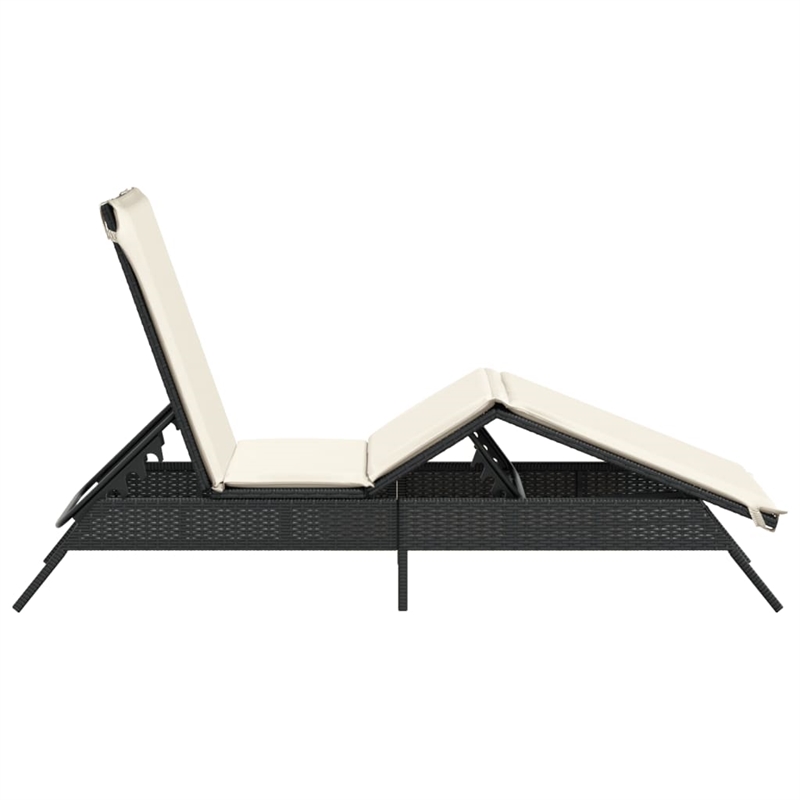 vidaXL PE Rattan Steel Large Sun Lounger in Gray