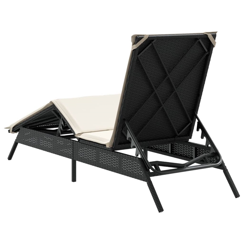 vidaXL PE Rattan Steel Large Sun Lounger in Gray