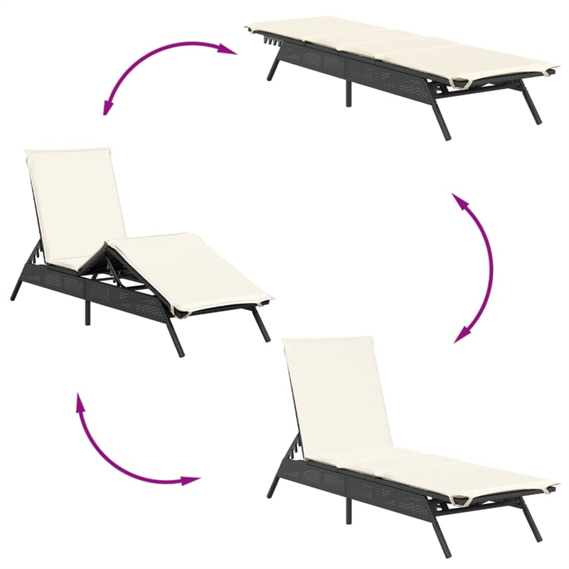 vidaXL PE Rattan Steel Large Sun Lounger in Gray