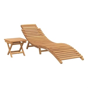 vidaXL Solid Teak Wood Folding Sun Lounger 2 pcs in Brown